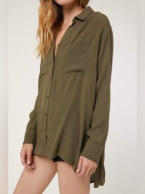 O'Neill green Lightweight Button-Up Shirt small